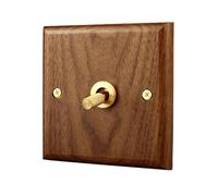 Wall 2 Way Toggle Switch Knurled Brass Lever Black Walnut Solid Wood EU Socket MQXFCZUX(1-Gang 2 Way Switch)
