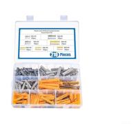 Wall Anchors and Screws Set, 210-Piece M5/M6/M8 Kit, Carbon Steel with PE s, Ribbed Design for Secure Fixing, for Brick Concrete Home Mounting