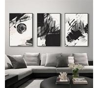 Wall Art-3 Pictures Set-Abstract Brush Strokes Black and White Ink Canvas Printing Paintings Posters Wall Art Pictures for Living Office Room Home Decoration-60 * 70cm (Unframed)