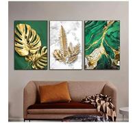 Wall Art-3 Pictures Set-Abstract Vintage Wall Art Gold Leaf Turtleback Bamboo Marble Texture Canvas Print Poster for Home Living Room Bedroom Decoration Artwork-60 * 70cm (Unframed)