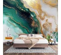 Wall Art 3D Non-Woven Wallpaper W200 x H140 cm Emerald Green Marble Photo Mural Stickers, Abstract Fluid Art Wallpaper Mural Poster Decoration for Bedroom Living Corridor (Not Self Adhesive)