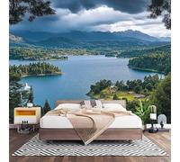 Wall Art 3D Non-Woven Wallpaper W200 x H140 cm Natural Landscape Photo Mural Stickers, Lake Forest Island Wallpaper Mural Poster Decoration for Bedroom Living Corridor (Not Self Adhesive)