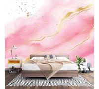 Wall Art 3D Non-Woven Wallpaper W200 x H140 cm Pink Photo Mural Stickers, Gold Marble Texture Wallpaper Mural Poster Decoration for Bedroom Living Corridor (Not Self Adhesive)