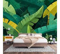 Wall Art 3D Non-Woven Wallpaper W250 x H175 cm Tropical Banana Leaf Pattern Photo Mural Stickers, Dark Green Wallpaper Mural Poster Decoration for Bedroom Living Corridor (Not Self Adhesive)