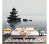 Wall Art 3D Non-Woven Wallpaper W400 x H280 cm Artistic Conception Pebbles Minimalism Photo Mural Stickers, Grey Wallpaper Mural Poster Decoration for Bedroom Living Corridor (Not Self Adhesive)