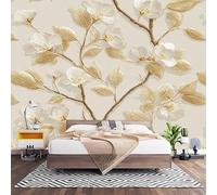 Wall Art 3D Non-Woven Wallpaper W400 x H280 cm Luxury Relief Tree Branches Photo Mural Stickers, Gold Wallpaper Mural Poster Decoration for Bedroom Living Corridor (Not Self Adhesive)