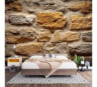 Wall Art 3D Non-Woven Wallpaper W400 x H280 cm Retro Style Brick Wall Pattern Photo Mural Stickers, Brown Wallpaper Mural Poster Decoration for Bedroom Living Corridor (Not Self Adhesive)