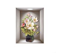 Wall Art 3D Vase Plant Sticker Decoration with PVC Material, for Living Room and Bedroom Walls, Includes Multiple Pieces per Set (1)
