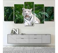 Wall Art 5 Pieces Canvas Painting Prints Multiple Pictures - Animal Tiger Pictures Painting Printed On Canvas, Posters Wall Decor Gift/With Frame 200 X 100 Cm - For Living Room Hotel Res-8203796746