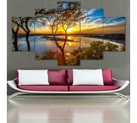 Wall Art 5 Pieces Canvas Painting Prints Multiple Pictures - Forest Trees Landscape Pictures Painting Printed On Canvas, Posters Wall Decor Gift (L/Without Frame 150 X 80 Cm) - For L-66465166651549