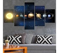 Wall Art 5 Pieces Canvas Painting Prints Multiple Pictures - Nine Planets In The Solar System Giclee Pictures Painting Printed On Canvas, Posters Wall Decor Gift (Unframed 200 X 100 Cm) -3D4P/K6H0-1F
