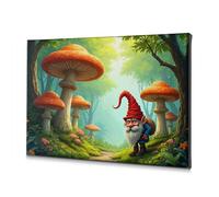 Wall Art A Gnome Stands Amidst A Forest Of Oversized Mushrooms. Canvas Decorative Picture Bathroom Decor Bathroom Decor(30x40cm)