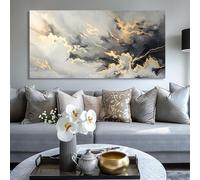 Wall Art Abstract Artwork Fluid Lines Marble Art Black and Gold Canvas Prints for Living Room Bedroom Dining Room(70x140cm（28x55inch)/ Frameless)
