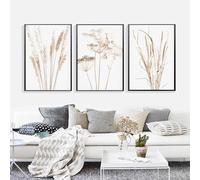 Wall Art,Abstract Dried Flower Plant Reed Wheat Nordic Farmhouse Poster And Print Wall Art Canvas Painting Wall Picture For Living Room Home Decor-40 * 50cm*3pcs (Unframed Print)
