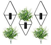 Wall Art, Accent Wall, Wall Vase, Plant Wall, Three-Piece Wall Art Plant Decor Set with Three Bundles of Artificial Plants. Suitable for Offices, Gardens, Wall Decoration, and Houseplant Pots.