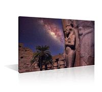 Wall Art Ancient Egypt Starry Sky at Night Pictures Home Decor 1 Pieces Largest Temple Complex of Egypt in Karnak Black and White Wall Art Posters and Prints Framed Ready to Hang (16"Wx24"H)