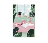 Wall Art And Hanging Paintings Poster, Unique Bathtub Snake Artwork, Funny Eclectic Style Painting, Trendy Wall Decoration for Bathroom Home Space Layout 08x12inch(20x30cm)