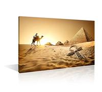 Wall Art Bedouin on Camel Near Pyramids and Ankh in Desert Pictures Home Decor 1 Pieces Pyramid Egypt Black and White Wall Art Posters and Prints Stretched and Framed Ready to Hang (16"Wx24"H)
