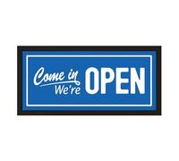 Wall Art Black Framed Print Come In We're Open Sign | Sign For Business Store Signage | We Are Open Commercial Workplace Workspace | Café Bar Hairdressers Barbers Welcome Display