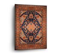 Wall Art Canvas 16x20in,Traditional Persian with A Blue And Orange Pattern Canvas Wall Art Home Office Wall Decor Prints Artwork for Bed Dining Room Modern Paintings on Prints Housewarming Gifts