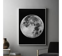 Wall Art Canvas Painting Nordic Modern Minimalist Moon Decorative Style Home Room Entrance Planet Poster Pictures(30x45cm/Internal Frame)