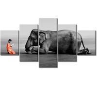 Wall Art Canvas Pictures Modular Poster 5 Pieces Animal Elephant Paintings Hd Print Decor Modern Room Living Room Bedroom Hotel Kids Room Gallery/Without Frame 100 X 50 Cm Wall Painting-1635005410