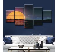 Wall Art Canvas Pictures Modular Poster 5 Pieces Sunrise At Sea (L/Without Frame 150 X 80 Cm) Wall Painting Paintings Hd Print Decor Modern Room Living Room Bedroom Hotel Kids Room Gallery -6Q5T/O5E