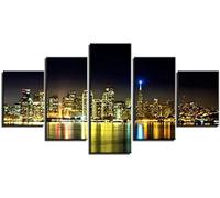 Wall Art Canvas Pictures Modular Poster 5 Pieces Urban Architectural Landscape Paintings Hd Print Decor Modern Room Living Room Bedroom Hotel Kids Room Gallery/Without Frame 150 X 100 Cm-4452725840