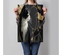 Wall Art Canvas Print Black White Cracked Cow Cat On Canvas Animal For Home Decor Paintings Affordable Luxury Abstract Style Artwork For Living Room Decoration Prints On Canvas 40X60Cm