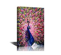 Wall Art Canvas Print Pink Blue Peacock Series on Canvas Colourful Animal for Home Decor Paintings Modern Artwork for Living Room Decoration Prints On Canvas 24x36inch (60x90cm)