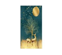 Wall Art Canvas Prints Abstract Golden Deer Sun Tree Painting No Frame Big Size Poster, Canvas Print Wall Art Picture Modern Living Room Decor(C,40x80CM)