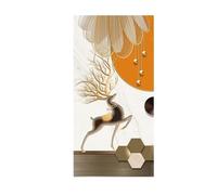 Wall Art Canvas Prints Abstract Golden Deer Sun Tree Painting No Frame Big Size Poster, Canvas Print Wall Art Picture Modern Living Room Decor(D1,50x100CM)