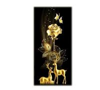 Wall Art Canvas Prints Abstract Golden Deer Sun Tree Painting No Frame Big Size Poster, Canvas Print Wall Art Picture Modern Living Room Decor(W,50x100CM)