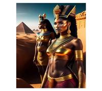 Wall Art Canvas Prints Ancient Egypt Mural Painting 3d Art Posters Print Anubis Pharaoh And His Maiden Canvas Painting Living Room(M,30x40cm)