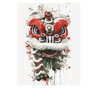 Wall Art Canvas Prints Chinese Lion Dance Ink Wash Style Posters No Frame Modern Colorful Prints Canvas Picture For Living Room Decoration(C,40x60cm)