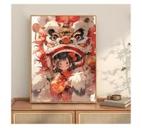 Wall Art Canvas Prints Chinese Style Lion Dance Art Painting Living Room Mural Poster Wall Decor For Home Decoration For AsianInspired Interio(C,50x70cm)