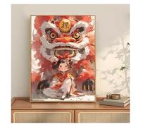 Wall Art Canvas Prints Chinese Style Lion Dance Art Painting Living Room Mural Poster Wall Decor For Home Decoration For AsianInspired Interio(D,50x70cm)