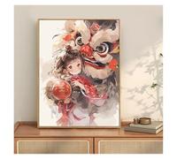 Wall Art Canvas Prints Chinese Style Lion Dance Art Painting Living Room Mural Poster Wall Decor For Home Decoration For AsianInspired Interio(H,30x40cm)