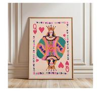Wall Art Canvas Prints Colorful Queen Of Hearts Playing Card Art Poster No Frame Fashion Minimalist Playing Card Teenage Trend Home Decor(B,40x60cm)