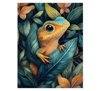 Wall Art Canvas Prints Cute Baby Animals In Leaves Posters Prints Vibrant Baby Owl Hedgehog Frog Nature Canvas Painting Wall Picture Home Bedroom Decor(G,20x30cm)