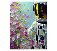 Wall Art Canvas Prints Dreams Flowers Spaceman Poster Space Garden Floral Astronaut Prints Canvas Painting Wall Art Pictures For Home Living Room Deco(D,40x60cm)