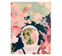 Wall Art Canvas Prints Dreams Flowers Spaceman Poster Space Garden Floral Astronaut Prints Canvas Painting Wall Art Pictures For Home Living Room Deco(E,30x40cm)