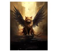 Wall Art Canvas Prints Fantasy World Winged Cats Magical Cat Funny Animal Prints Canvas Painting Wall Art Pictures Home Living Room Modern Decor(A,50x70cm)