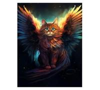 Wall Art Canvas Prints Fantasy World Winged Cats Magical Cat Funny Animal Prints Canvas Painting Wall Art Pictures Home Living Room Modern Decor(B,30x40cm)
