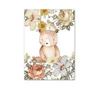 Wall Art Canvas Prints Flowers Bear Squirrel Hedgehog Elephant Shapes Nordic Posters And Prints Wall Art Canvas Painting Wall Pictures Kids Room Decor(A,40x60cm)