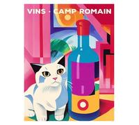 Wall Art Canvas Prints Funny Cats French Jazz And Wine Posters Reading Hobbies Cartoon Prints Canvas Painting Wall Art Pictures Home Living Room Decor(H,20x30cm)