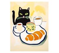 Wall Art Canvas Prints Funny Cats French Jazz And Wine Posters Reading Hobbies Cartoon Prints Canvas Painting Wall Art Pictures Home Living Room Decor(I,40x60cm)