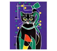 Wall Art Canvas Prints Funny Cats French Jazz And Wine Posters Reading Hobbies Cartoon Prints Canvas Painting Wall Art Pictures Home Living Room Decor(G,50x70cm)