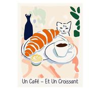 Wall Art Canvas Prints Funny Cats French Jazz And Wine Posters Reading Hobbies Cartoon Prints Canvas Painting Wall Art Pictures Home Living Room Decor(O,30x40cm)