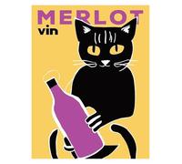Wall Art Canvas Prints Funny Cats French Jazz And Wine Posters Reading Hobbies Cartoon Prints Canvas Painting Wall Art Pictures Home Living Room Decor(M,50x70cm)